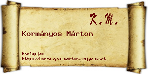 Kormányos Márton névjegykártya