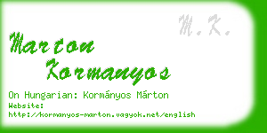 marton kormanyos business card